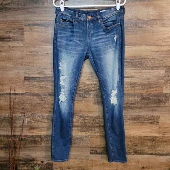 Blank NYC Jeans Size 28 Skinny Classique Mid Rise Ripped Medium Light Wash - Picture 1 of 11